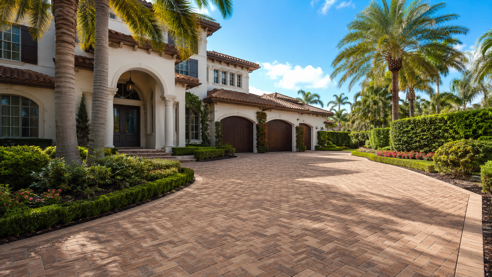 Premier Pavers Pools and Construction paver driveway project in South Florida